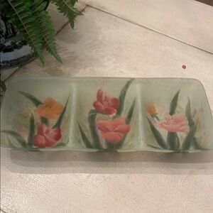 Floral Glass Tray with Dividers